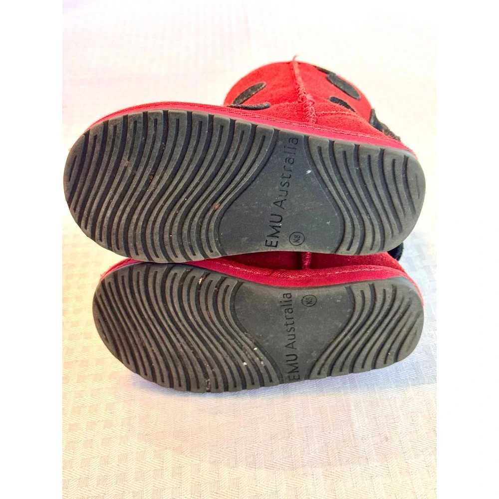 EMU Australia Ladybird K10111 Red Ladybug Merino Wool Suede Boots Toddler K8